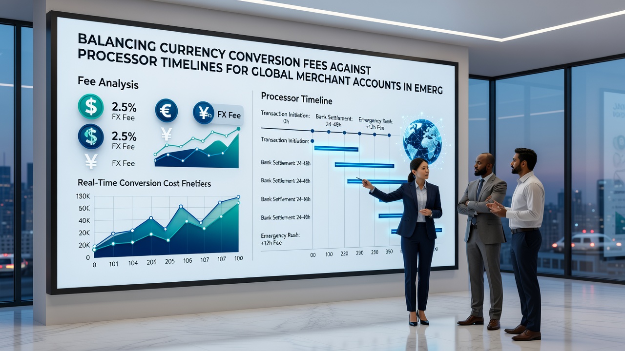 Dashboard showing real-time settlement timelines and fee comparisons for emerging market transactions