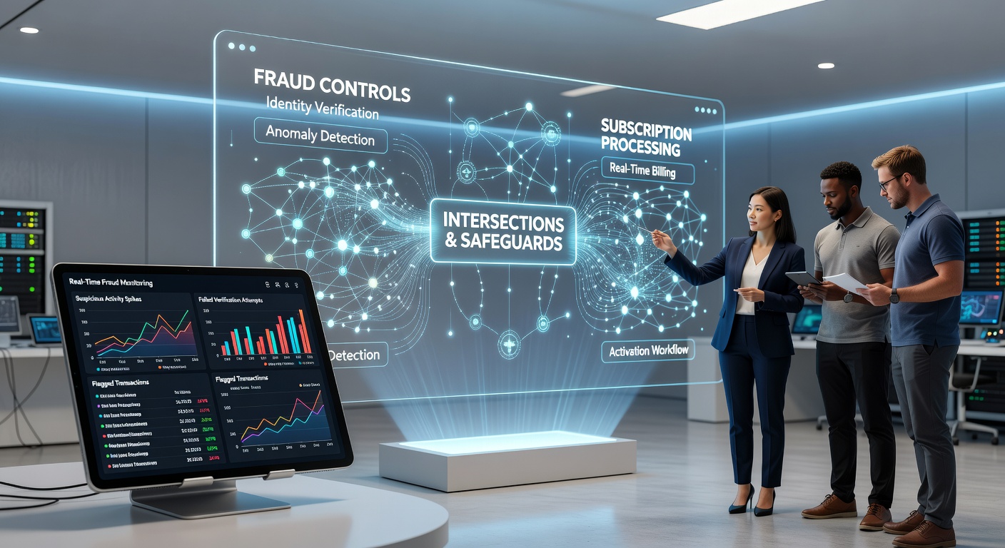 Detailed view of fraud control dashboards monitoring active wireless subscriptions and payment flows