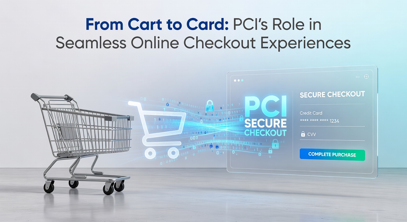 Detailed diagram illustrating the PCI DSS compliance layers in an online payment checkout flow, from data entry to authorization
