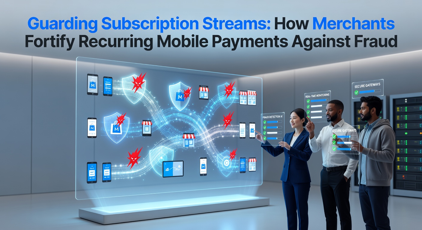 Merchants analyzing data streams on a digital dashboard to detect fraud in mobile subscription payments
